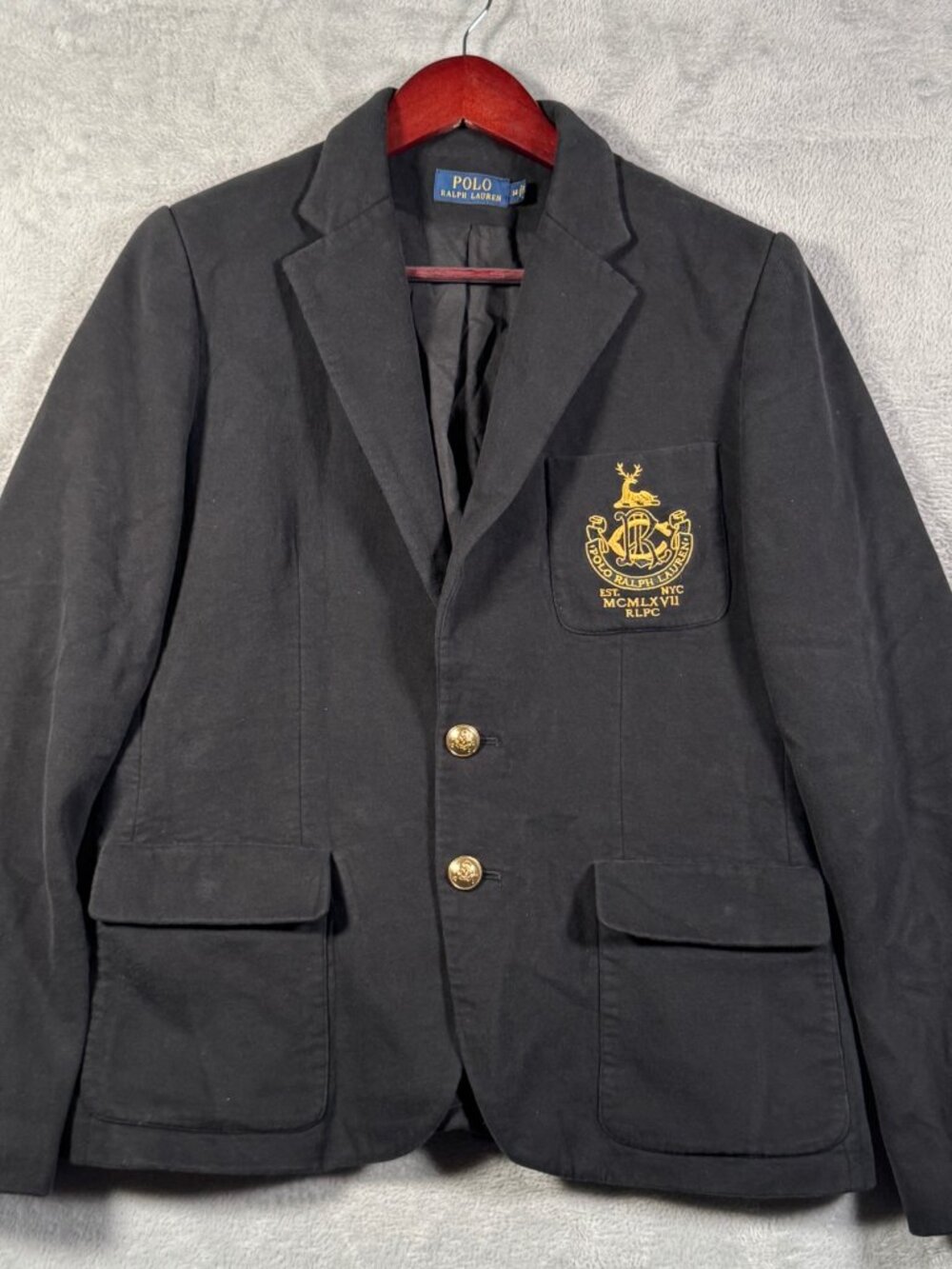 Polo Ralph Lauren Jacket Womens 14 Black Crest Blazer Gold Buttons